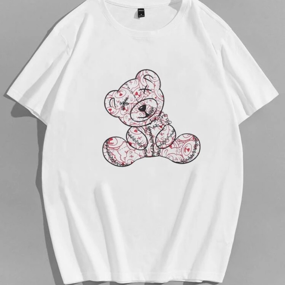 2/$25 *Brand New*  Oversized White Cartoon Bear Tee🍀